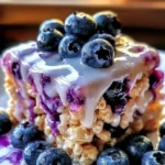 Blueberry Rice Krispies Treats with Vanilla Glaze