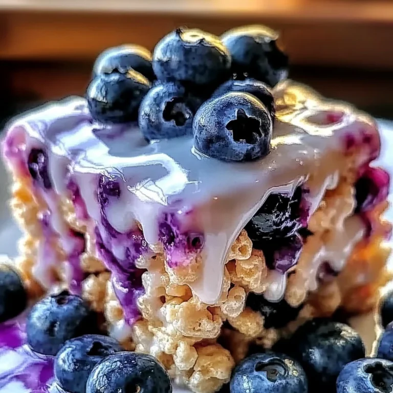Blueberry Rice Krispies Treats with Vanilla Glaze