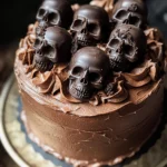 High Altitude Ginger Chocolate Skull Cake for Halloween
