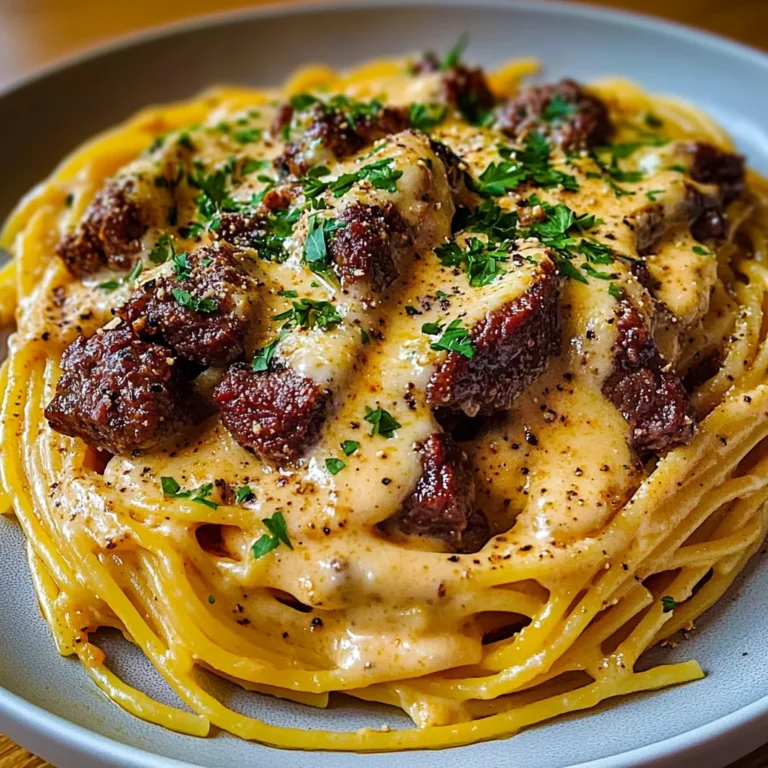 Cajun Beef Spaghetti in Creamy Three-Cheese Parmesan Sauce