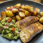 Pan-Seared Fish with Roasted Potatoes & Guacamole