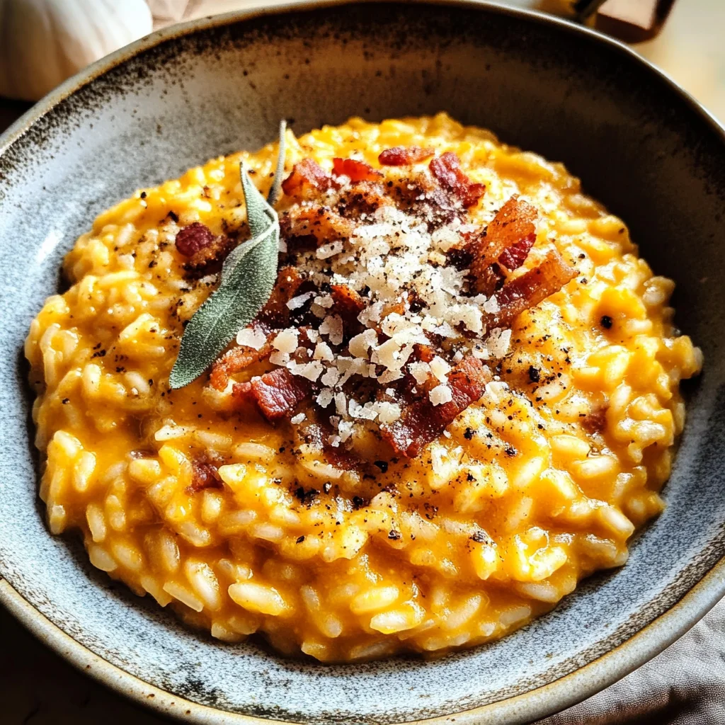 Pumpkin Risotto With Turkey Bacon Parmesan Spoon Savor