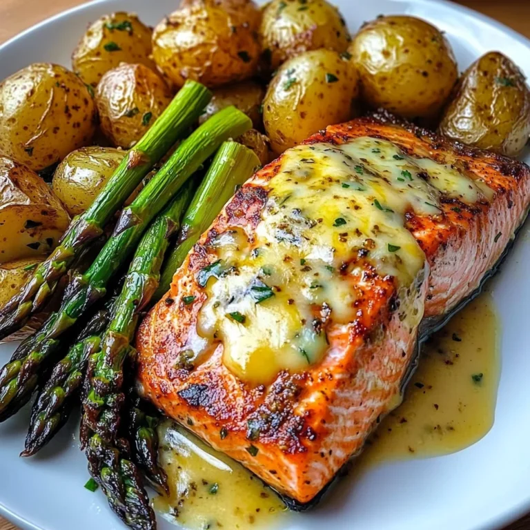 Spiced Salmon with Cheesy Asparagus & Garlic Herb Potatoes