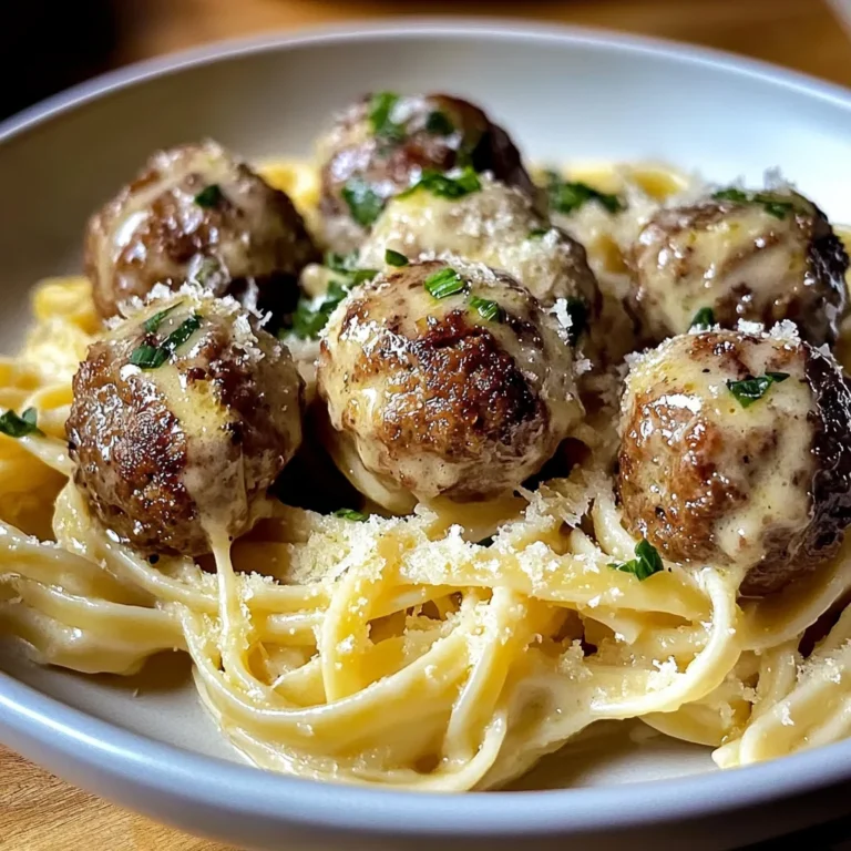 Garlic Butter Meatballs : Creamy Linguine Delight