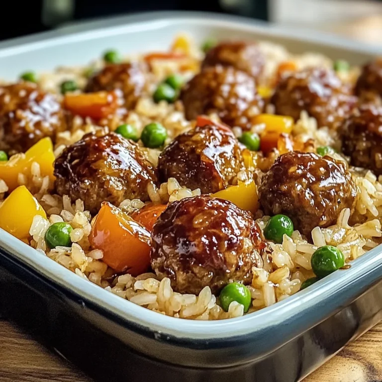 Honey Garlic Meatball & Rice Bake