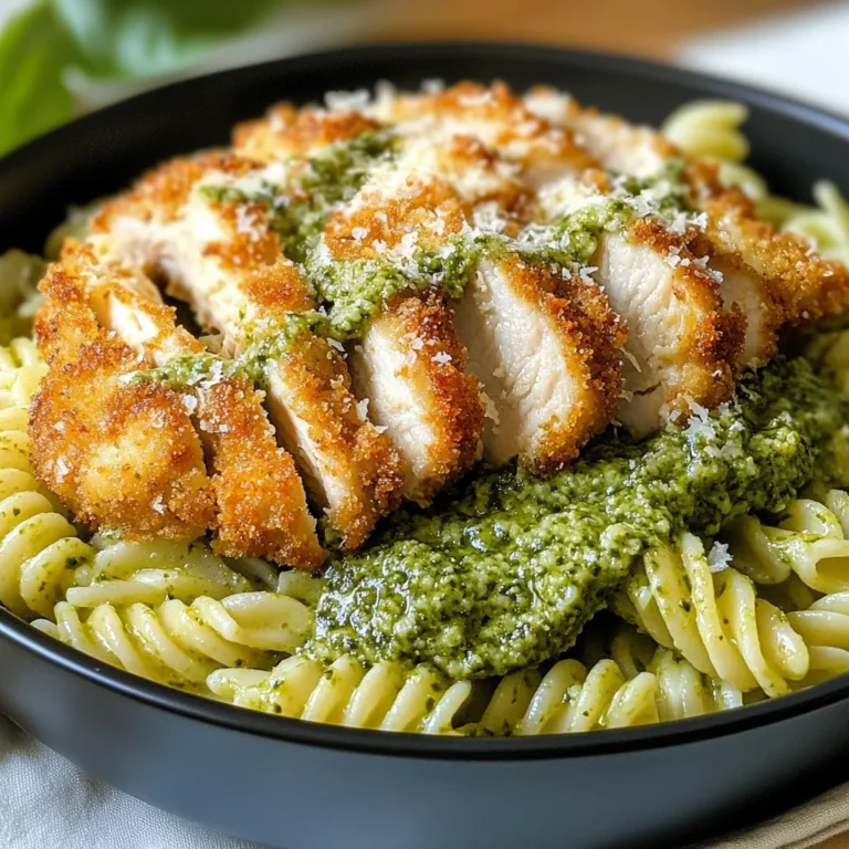 Pesto Pasta with Crispy Parmesan Chicken