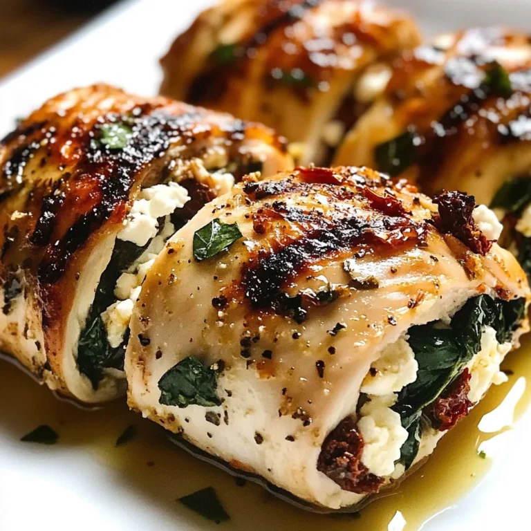 Rolled Up Chicken with Feta, Spinach, and Sun-Dried Tomatoes